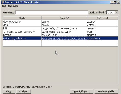 Ve výsledku jsou slova označena čárkou.