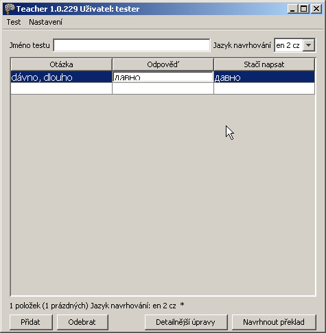 Otázku a odpověď napíšeme do prvních dvou sloupců.