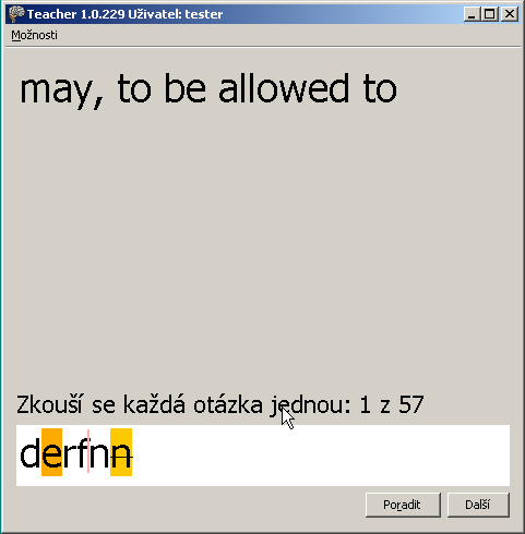 Chyby se značí barevně